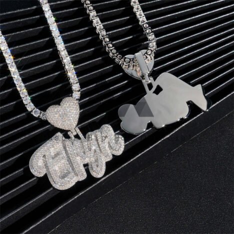 Iced Out Custom Name Pendant with Moissanite Diamonds, Hip Hop Jewelry