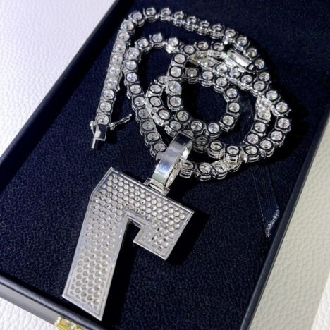 Custom Made 2.5" Tall Baguette Moissanite Letter Name Pendant Fit For 6.5MM Tennis Chain - Image 2
