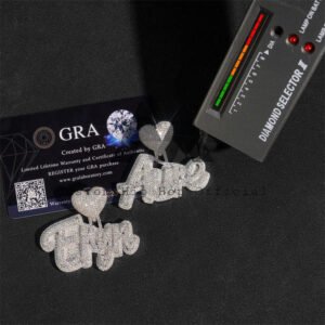 Iced Out Custom Name Pendant with Moissanite Diamonds, Hip Hop Jewelry - Image 3