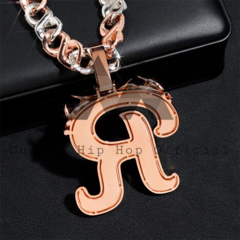 Sterling Silver 925 Gra 3" Tall Rose Gold Custom Moissanite Letter Pendant Fit For 15MM Cuban Chain - Image 3