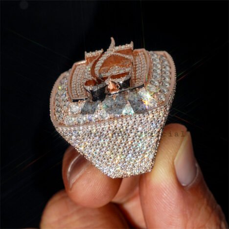 35MM Solid Silver Iced Out Custom Initial Championship Ring Hip Hop Style Rose Gold - Image 2
