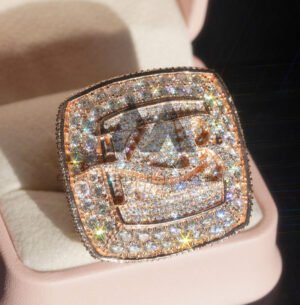 35MM Solid Silver Iced Out Custom Initial Championship Ring Hip Hop Style Rose Gold - Image 3