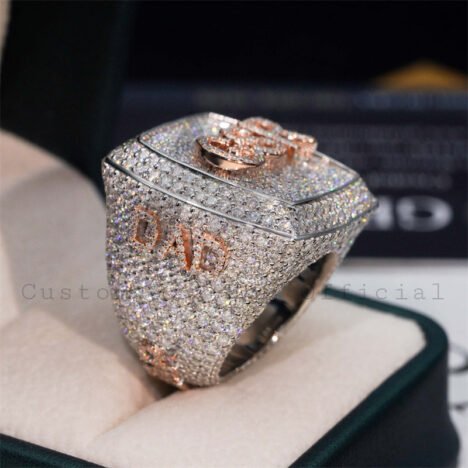 Men Iced Out Buss Down Rose Gold Two Tone Hip Hop VVS Moissanite Custom Championship Ring - Image 3