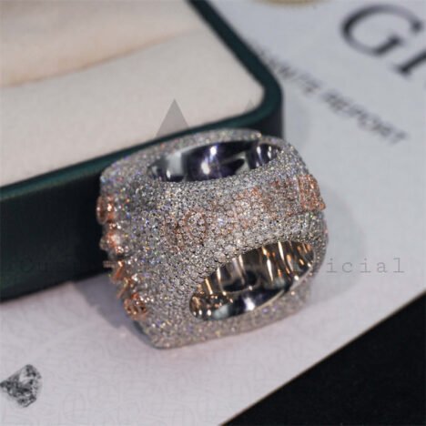 Men Iced Out Buss Down Rose Gold Two Tone Hip Hop VVS Moissanite Custom Championship Ring - Image 5