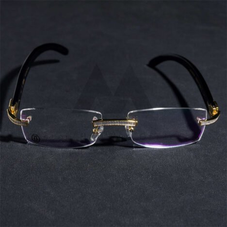 Moissanite Baguette Diamond Glasses, Gold Plated Silver, Hip Hop Accessory