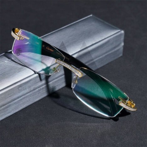 Moissanite Baguette Diamond Glasses, Gold Plated Silver, Hip Hop Accessory - Image 2