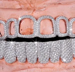Moissanite Diamond Grillz Set 16pc Silver Iced Out Hip Hop Jewelry - Image 2