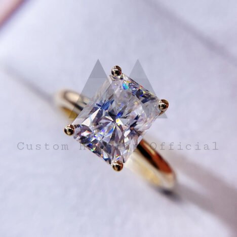 10K 14K 18K 3CT Radiant Cut Moissanite Engagement Ring Women Jewelry