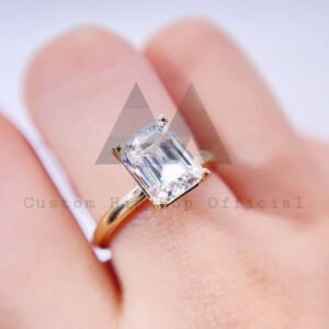 Classic Design 3CT Emerald Cut Moissanite Engagement Ring 10K 14K 18K Solid Gold - Image 5