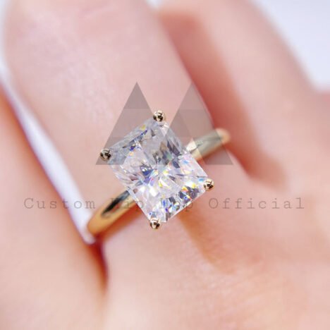 10K 14K 18K 3CT Radiant Cut Moissanite Engagement Ring Women Jewelry - Image 2