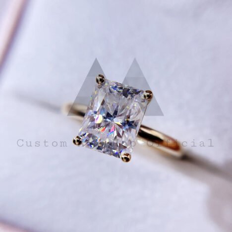 10K 14K 18K 3CT Radiant Cut Moissanite Engagement Ring Women Jewelry - Image 3