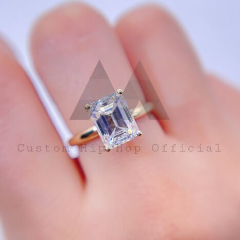 Classic Design 3CT Emerald Cut Moissanite Engagement Ring 10K 14K 18K Solid Gold - Image 2