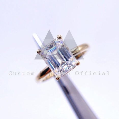 Classic Design 3CT Emerald Cut Moissanite Engagement Ring 10K 14K 18K Solid Gold - Image 3