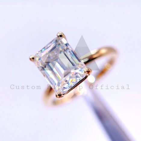 Classic Design 3CT Emerald Cut Moissanite Engagement Ring 10K 14K 18K Solid Gold - Image 4