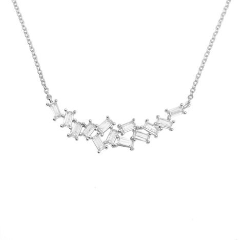 Women's Sterling Silver 925 Baguette Moissanite Diamond Necklace - Hip Hop Jewelry