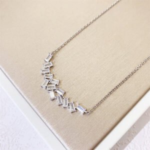 Women's Sterling Silver 925 Baguette Moissanite Diamond Necklace - Hip Hop Jewelry - Image 2
