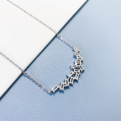 Women's Sterling Silver 925 Baguette Moissanite Diamond Necklace - Hip Hop Jewelry - Image 4