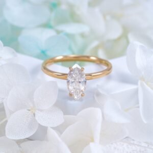 10K 14K 18K Rose Gold 1CT Marquise Cut Moissanite Diamond Women Ring - Image 4
