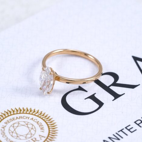 10K 14K 18K Rose Gold 1CT Marquise Cut Moissanite Diamond Women Ring - Image 5
