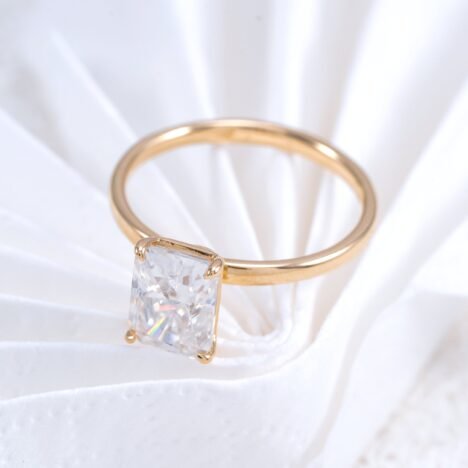 10K 14K 18K Rose Gold Women Fine Jewelry 2CT Radiant Cut Moissanite Engagement Ring - Image 2