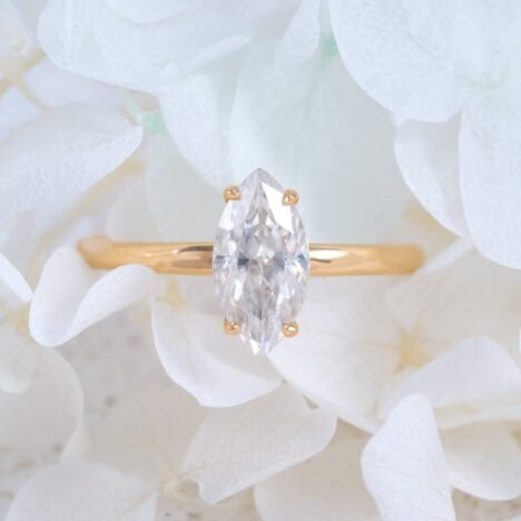 10K 14K 18K Rose Gold 1CT Marquise Cut Moissanite Diamond Women Ring