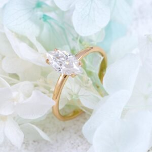 10K 14K 18K Rose Gold 1CT Marquise Cut Moissanite Diamond Women Ring - Image 2