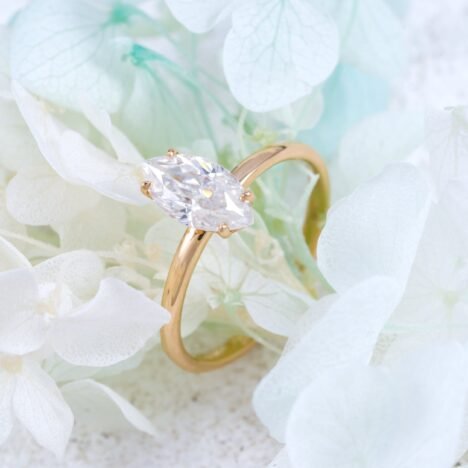10K 14K 18K Rose Gold 1CT Marquise Cut Moissanite Diamond Women Ring - Image 2