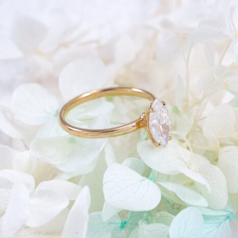 10K 14K 18K Rose Gold 1CT Marquise Cut Moissanite Diamond Women Ring - Image 3