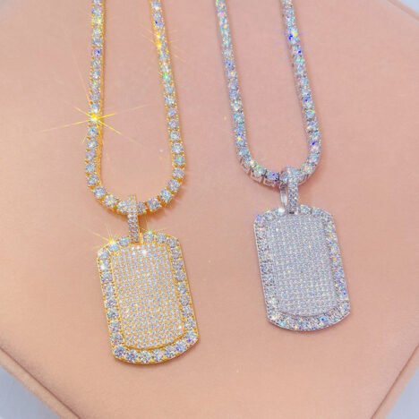 Iced Out VVS Moissanite Dogtag Pendant - Hip Hop Jewelry Accessory - Image 2