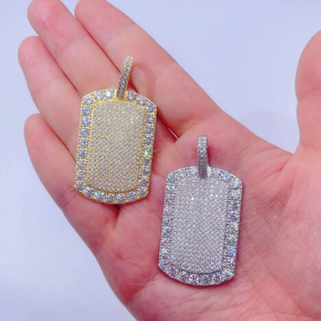 Iced Out VVS Moissanite Dogtag Pendant - Hip Hop Jewelry Accessory