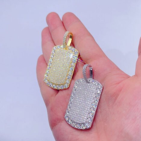 Iced Out VVS Moissanite Dogtag Pendant - Hip Hop Jewelry Accessory - Image 3