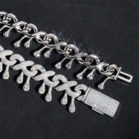 925 Sterling Silver 15MM Infinity Link Chain with VVS Moissanite Diamonds - Hip Hop Jewelry - Image 2