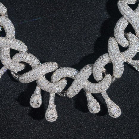 925 Sterling Silver 15MM Infinity Link Chain with VVS Moissanite Diamonds - Hip Hop Jewelry - Image 3