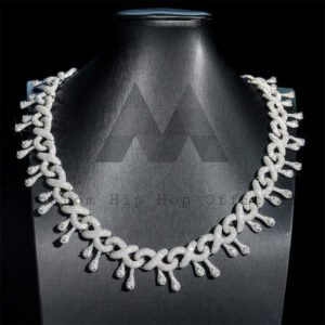 925 Sterling Silver 15MM Infinity Link Chain with VVS Moissanite Diamonds - Hip Hop Jewelry