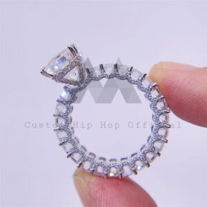 Women's Radiant Moissanite Ring 925 Silver 10K/14K/18K White Gold - Vintage Iced Style - Image 2