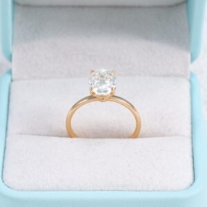 Prongs Setting Classic Design 10K 14K 18K Real Rose Gold 2CT Oval Cut Moissanite Diamond Ring - Image 5