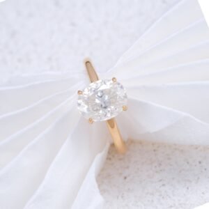 Prongs Setting Classic Design 10K 14K 18K Real Rose Gold 2CT Oval Cut Moissanite Diamond Ring - Image 2