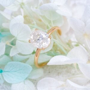Prongs Setting Classic Design 10K 14K 18K Real Rose Gold 2CT Oval Cut Moissanite Diamond Ring - Image 3