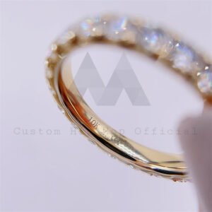 VVS Moissanite Eternity Ring 3mm 10K Yellow Gold - Unisex Hip Hop Jewelry - Image 2