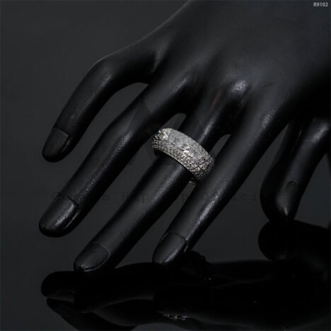Iced Out Sterling Silver 925 Men Fashion Design Moissanite Eternity Ring Pass Diamond Tester - Image 2