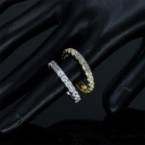 Sterling Silver 3MM Moissanite Eternity Ring - Classic Hip Hop Jewelry - Image 2