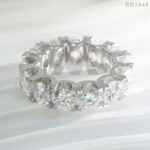 Men 1ct Stone 6.5MM Moissanite Eternity Ring Sterling Silver 925 White Gold Plating - Image 2