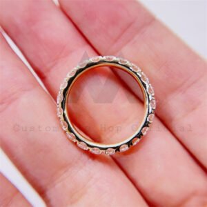 VVS Moissanite Eternity Ring 3mm 10K Yellow Gold - Unisex Hip Hop Jewelry - Image 3