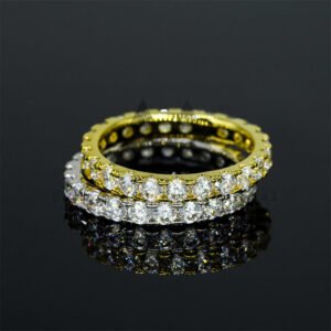 Sterling Silver 3MM Moissanite Eternity Ring - Classic Hip Hop Jewelry - Image 3