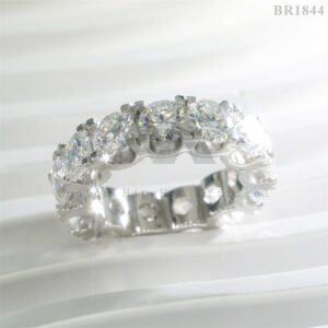 Men 1ct Stone 6.5MM Moissanite Eternity Ring Sterling Silver 925 White Gold Plating - Image 3
