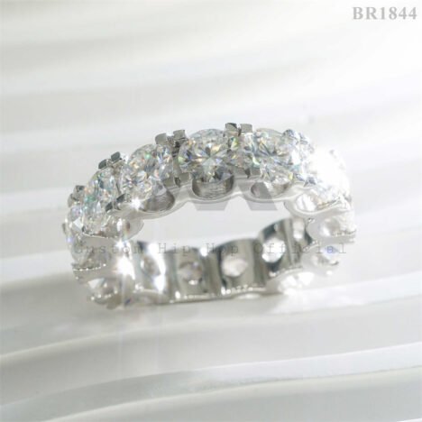 Men 1ct Stone 6.5MM Moissanite Eternity Ring Sterling Silver 925 White Gold Plating - Image 3