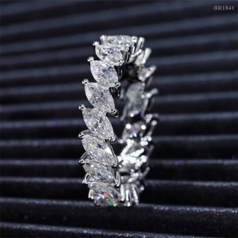 Marquise Cut Moissanite Eternity Ring 925 Silver - Iced Hip Hop Jewelry