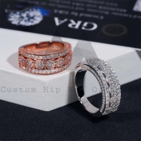 925 Sterling Silver Pass Diamond Tester Gra Moissanite Eternity Ring For Men - Image 4