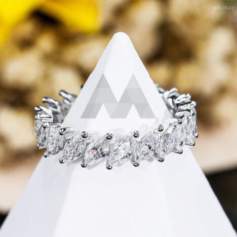 Marquise Cut Moissanite Eternity Ring 925 Silver - Iced Hip Hop Jewelry - Image 5