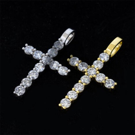 925 Silver Mini Size 2.5MM Moissanite Diamond Cross Pendant Fit For 3MM Tennis Chain - Image 3